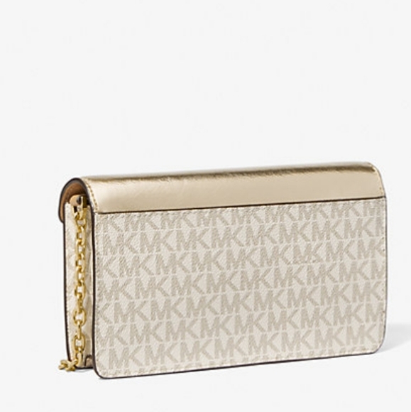 Michael Kors Jet Set Travel Flap Clutch Crossbody Bag - Pale Gold *NWT* - Picture 4 of 10